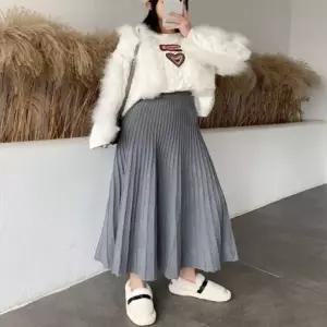 여성 3컬러 가을 겨울 허리밴딩 롱 플 스커트