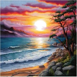 신핀저우 해변 풍경 11cm 크로스 스티치 키트 11개의 CT 재미있는 사전 인쇄 카운트 스탬프 자수 바늘