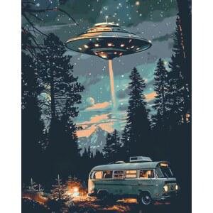 투코쿠 스타리 UFO DIY 페인팅 어른 버스를 위한 숫자별 그림 아크릴 페인트 아트 문 스타스 키트 캔버스에 판타지 장식 16x20 인치 프레임 없음