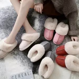 고급 스웨이드 퍼슬리퍼 부드러운 밍크털 슬리퍼 실내화