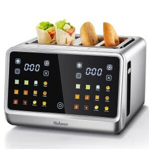 스마트 터치 컨트롤이 가능한 야바노 4-슬라이스 토스터, 6가지 그늘막 및 빵 세팅, 베이글/잉글리시 머핀용 엑스트라 와이드 슬롯, 탈착식 크럼 트레이가 있는 컴팩트한 디자인