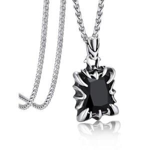 남성용 밴드맥스 고딕 스톤 펜던트 목걸이 여성용 스테인리스 스틸 드래곤 클로 루비 / 블루 토파즈 에메랄드 블랙 오닉스 젬스톤 고스 펑크 디자이너 할로윈 주얼리