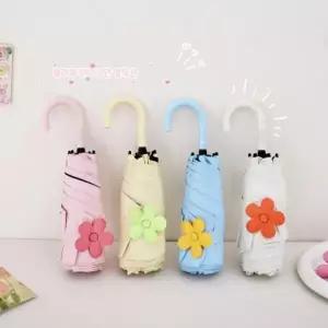 플라워 5단 곡선 손잡이 미니 양우산 양산 겸용 작은 포켓 접이식 수동 자외선차단 UV 여성 여자 소형