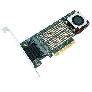 M.2 PCI Express X8 어댑터 - 카드 VROC RAID 확장 라이저 2포트 NVME M Key SSD 컨버터
