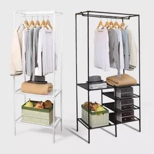 오픈형 선반 옷장 철제 다용도 스탠드 옷걸이 행거 시스템행거 옷걸이행거 2단행거 미니행거
