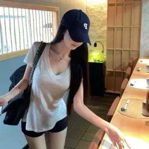 G126897 시원한 V넥 슬라브 기본 반팔티셔츠 슬림티