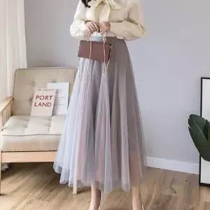 여자 이중 쉬폰 소재 그라데이션 디테일 롱 스커트 WED38BA