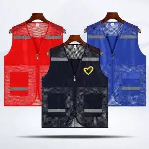 남성 여름용 단체 작업 조끼 로고 인쇄 가능 조끼
