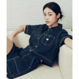 매장정품 리 LEE 우먼 로코 포켓 나일론 스티치 반팔 셔츠 네이비 LE2502SS61NA 142958