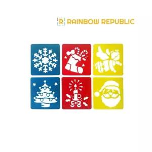 소형 스텐실판 6종세트(크리스마스)/꾸미기/데코/모양/만들기/모형/문양/도구/미술/색깔/색칠/아동/스탬프