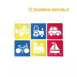 소형 스텐실판 6종세트(교통2)/색칠/아동/스탬프/도장/다꾸/예쁜/팬시/찍기/그리기/그림/놀이/장난감/데코