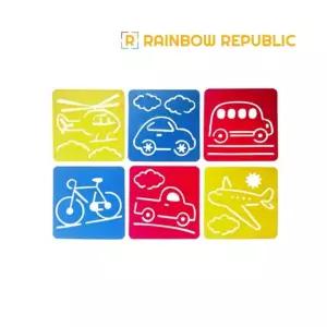 소형 스텐실판 6종세트(교통1)/색칠/아동/스탬프/도장/다꾸/예쁜/팬시/찍기/그리기/그림/놀이/장난감/데코