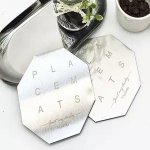 찻잔받침대 금속 실버 코스터 다각형/예쁜/컬러/거치/받침/식탁/테이블/가정용/고급/까페/깔끔한/홀더/깔개