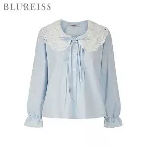[블루레이스] 이중펀칭카라핀턱블라우스_BI6S1BL5081