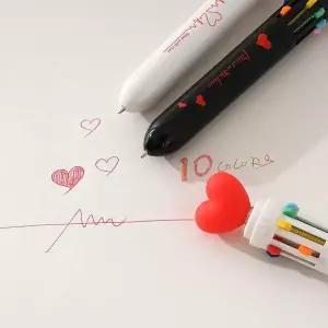 멀티컬러 10색 볼펜 세트 귀여운 캐릭터 디자인 필기구 문구용품