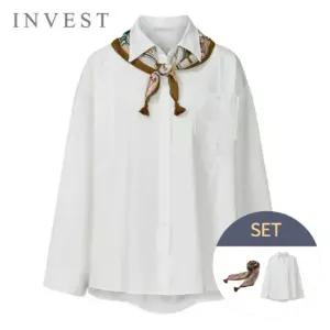 [인베스트] 베이직 루즈 핏 블라우스+스카프 세트_IN6S1BL5021