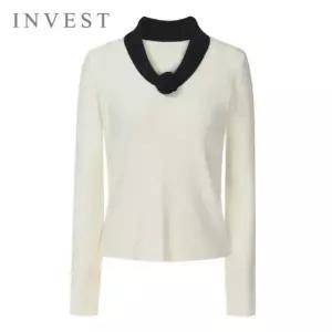 [인베스트] 플라워 네크 배색 골지 니트_IN6S1KT2001