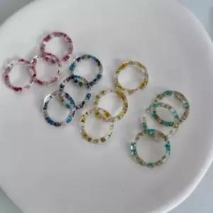 슬림 국내제작 생화 링 호마이카 기본 반지 소품샵 물결 꽃