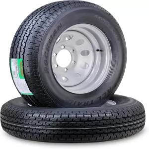 록맨 트레일러 타이어 휠 어셈블리 ST225 /75R15 10겹 E 117M 6 러그 5.5인치 PCD 실버 모드 림 SET 2
