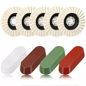 하이글 9개 펠트 플랩 디스크 연마제 완충 연마 휠 및 화합물 세트 5개 울 4개 복합 패드 앵글 그라인더용