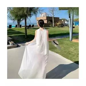 에네로 여성쉬폰원피스 바캉스룩 원피스 생일 파티 드레스 쉬폰 롱스커트 UNO1