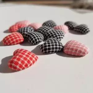 장식 부자재 하트 단추 20p 체크 싸개단추 수예용품 공예재료 가방 단추 도매 부자재 리본 헤어 고급