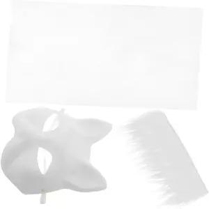 KONTONTY DIY 고양이 여우 종이 하프 페이스 빈 동물 소년용 경량 편안한 핏 파티와 롤플레이를 위한