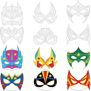 Sosation 36pcs 컬러 유어 나만의 히어로 마스크 DIY 빈 종이 마스크에 로프가 있는 생일 파티 그래피티