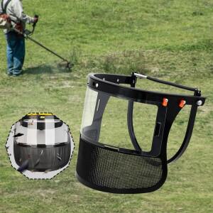 1개 얼굴 보호대 풀 페이스 쉴드 부착 플립업 금속 메쉬 바이저 브러시 커터 정원 제초용