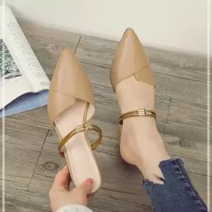 빅사이즈 여성 뮬 슬링백 레더 데일리 미들힐 학교 관공서 S3WACF5901