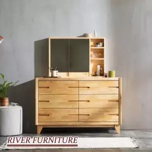 리버퍼니쳐 바오텐 고무나무원목 3단와이드서랍화장대