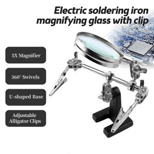 용접 보조 클립 확대경 전기 회로 기판 수리 다리미 브래킷 조정 가능 5X 데스크탑 루페