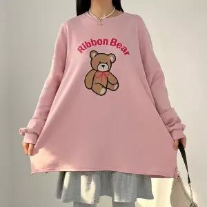 [하프클럽/] 리본곰돌이기모티셔츠 RAV941M512 빅사이즈
