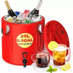 단열 음료 디스펜서 5갤런 - 304 스테인리스 스틸 내부 및 스파우트가 있는 얼음 온수 휴대용 캠핑 파티