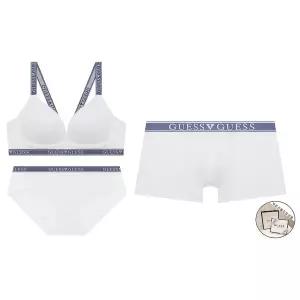 게스언더웨어 (선물포장)(노와이어)데님밴드 포인트 메쉬 남여커플세트WH(GCWBR311/GCMDR311)