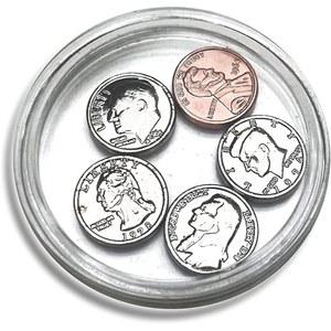 장난, 마술, 선물, 재미를 위한 미니어처 미국 코인 세트 - 페니, 쿼터, 니켈, 다임, 하프 달러가 금속으로 만들어진 인플레이션