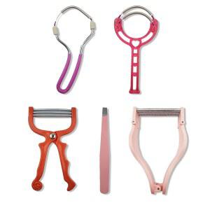 여성용 얼굴 제모 - 5 in 1 키트, 스프링 제모제, 턱, 윗입술, 콧수염용 트위저 제모제