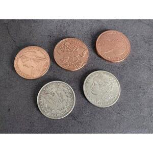 확장된 쉘 코인과 퀸 빅토리아 고대 코인 세트로 모건을 뛰어넘는 ZQION의 마술 트릭 기믹 멘탈리즘