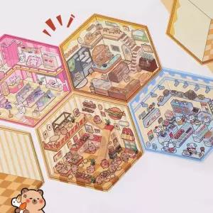 다꾸 곰돌이 캐릭터 공간 놀이 카피바라 입체 세트 꾸밈스티커 토끼 pet