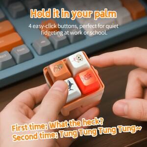 몽테조이 이탈리아 브레인로트 키보드 피젯 스트레스 해소 장난감 4키 텅텅텅 사후르 소리와 빛 키체인 사