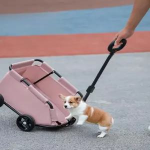 강아지 개모차 산책 개 카트 블랙 소형견 웨건 트롤리 외출 대형견 접이식 애견 분리형