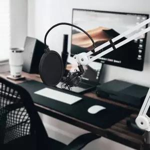 [셀러에이드]마이크스탠드 탁상 책상 마이트 거치대 화이트 세트