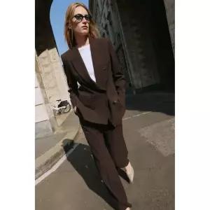 (MD PICK) ZARA 더블 브레스트 숄더 패드 블레이저 - 브라운 8759513700 143201