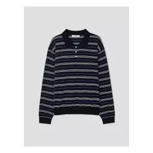 (425951LY1R) [에잇세컨즈] 포멀 스트라이프 칼라 니트 네이비