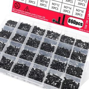 860개 미니 소형어처 컴퓨터 나사 세트 안경 M1.2 M2 M2.5 M3 PC 및 노트북용 전자