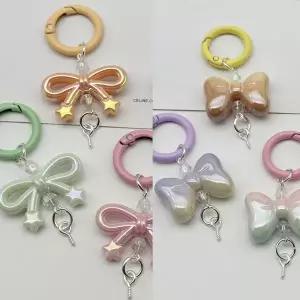 [디작소]캔디 컬러 리본 스타 가방 홀더 고리 키링