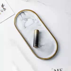 세라믹 골드 촬영 소품 장식 트레이 소형 도자기 보관함 정리대 쥬얼리 진열대 수납함 선반 립스틱정리함