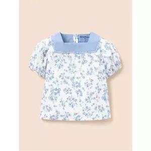 빈폴 키즈 [러블리 빙키 걸즈] 플라워 프린트 반소매 블라우스 스카이 블루 (BI5465G04Q) Z309581 GX498726