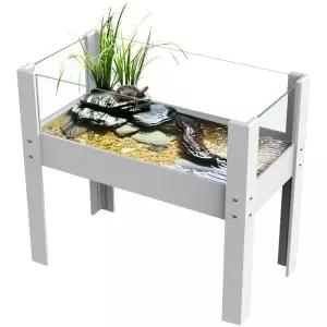 대형 반수생 수조 거북이 이동식 오픈형 사육장 일체형 육지 투명 어항 파충류 세트