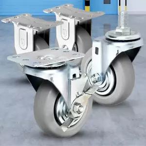 4 경량용 회색고무 바퀴 소형 캐스터 산업용 인라인 구르마 에어 우레탄 미니 이동 발포 대형